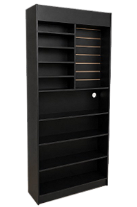 Totem Caixa de Pagamento Autoatendimento Mercadinho Com Prateleiras e Painel Canaletado - MDF 15mm - 1,85 x 92 x 32 - Modelo E-Market - Preço de Fabrica