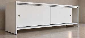 Nicho de Chão Elegante com Portas de Correr para Loja MDF 15mm 92x30x30cm | Armazenamento para Araras e Expositores