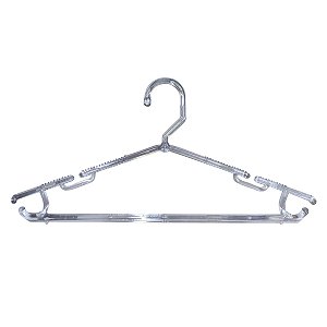 250 Cabides multiuso acrílico Slim adulto com estria antiderrapante e sistema de cavas superior e laterais - 20(A)x40(L)x0,8(D) cm- Pronta Entrega