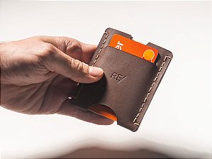 Porta-Cartões - Couro Marrom Café