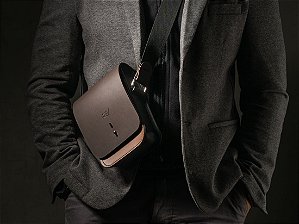 Bolsa Cube Colors - Couro Bicolor Marrom e Preto