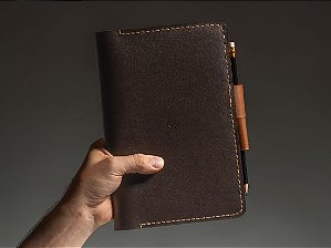 Capa para Caderno Bullet Journal A5 - Couro Bicolor Marrom Café e Caramelo