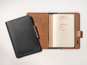 Capa para Caderno Bullet Journal A5 - Couro Bicolor Preto e Caramelo