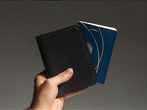 Capa para Caderneta e Passaporte - Couro Preto