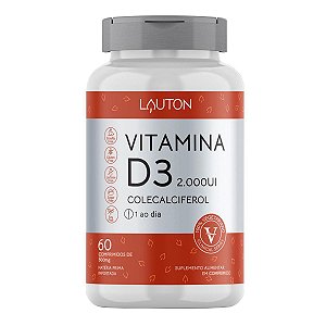 Vitamina D3 2000UI Colecalciferol - 60 Comprimidos - Lauton