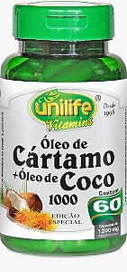 Óleo de Cártamo + Óleo de Coco 1000 - 120 cápsulas - Unilife Vitamins