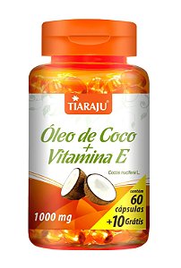 Óleo de Coco + Vitamina E - 60+10 cápsulas - Tiaraju
