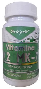 Vitamina K2 MK-7 Menaquinona - 60 cápsulas - Nutrigold