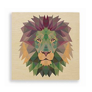 Quadro de Madeira - Geometric Lion