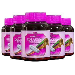 Colágeno Hidrolisado + Vitamina C 500mg 60 Cápsulas Nutramagic 5 Frascos