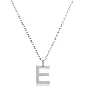 Colar Elos Cartier Letra E Di Capri Semi Jóias X Ouro Branco