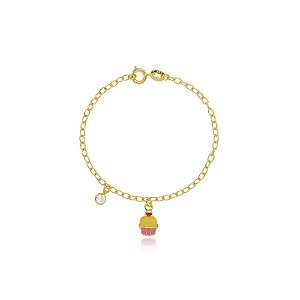 Pulseira Infantil Cupcake Di Capri Semi Jóias X Ouro