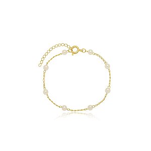 Pulseira Infantil Pérolas Di Capri Semi Jóias X Ouro