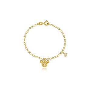 Pulseira Infantil Mickey Mouse Di Capri Semi Jóias X Ouro