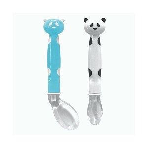 Conjunto de Colheres em Silicone - Pandinhas Azul - Buba