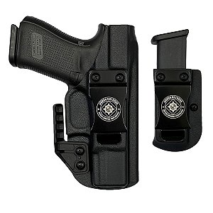 COLDRE KYDEX GLOCK G19 G19X G23 G25 G45 COM PORTA CARREGADOR - VELADO PRETO DESTRO