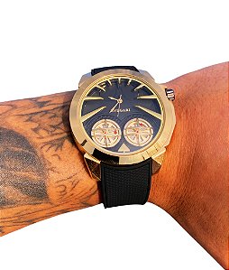 Relógio masculino bvlgari Batmam dourado preto pronta entrega