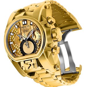 Relógio masculino zeus dourado grande pesado pronta entrega