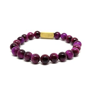 Pulseira Olho de Tigre Rosa 8mm