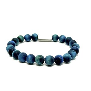 Pulseira Olho de Tigre Azul Claro Fosca 8mm