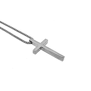 Cordão e Pingente Cruz - Aço Inox 75cm