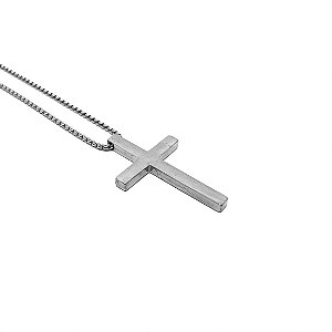 Cordão e Pingente Cruz - Aço Inox 60 cm