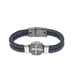 Pulseira de Couro Medalha de São Bento