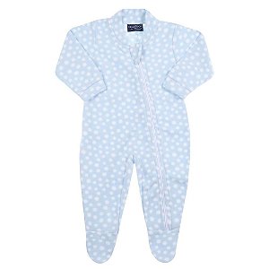 Pijama Macacão Infantil Vrasalon Pijama Soft Azul Com Bolinha