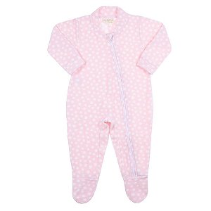 Pijama Macacão Infantil Vrasalon Pijama Soft Rosa Com Bolinha