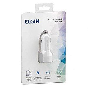 Carregador Veicular USB 2 Entradas 10W Para Celulares e Tablets - Elgin