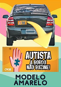 Adesivos de Autismo para Carro (Amarelo): 'Autismo a Bordo, Não Buzine'
