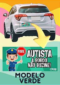 Adesivos de Autismo para Carro (Verde): 'Autismo a Bordo, Não Buzine'