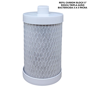 Refil Carbon Block 5" Bactericida para Purificadores