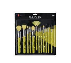  Kit com 12 Pincéis para Maquiagem Neon - Macrilan ED001 Amarelo