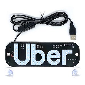 Placa Painel Luminoso Led Uber com 2 Ventosas