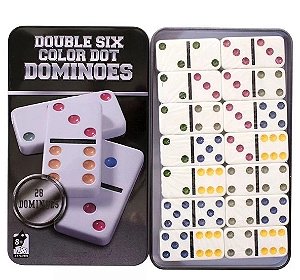 Jogo de Domino 28 peças reforçadas lata decorativa
