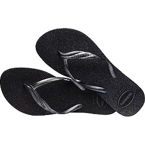 Chinelo Havaianas Feminino Fantasia GLOSS 35/6 PRETO/CINZ