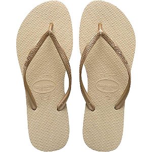 Chinelo Havaianas Feminino SLIM 37/8 AREIA/DOURADO