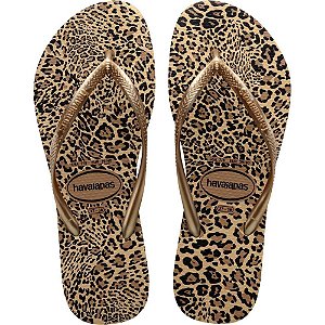 Chinelo Havaianas Feminino SLIM Animals 37/8 AREIA/DOURAD
