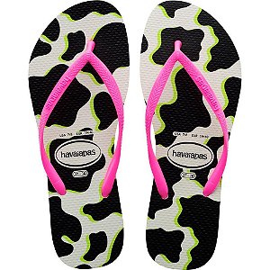 Chinelo Havaianas Feminino SLIM Animals 37/8 BRANCO/ROSA