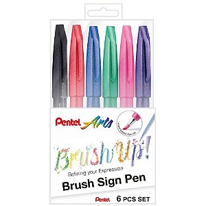 Marcador Artistico BRUSH SIGN Pen 6CORES Tradic.