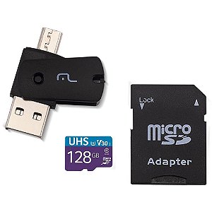 Pen Drive USB KIT 4 em 1 128G Micro SD/ADAPT