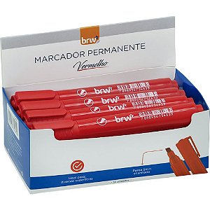 Pincel Marcador Permanente Ponta Chanfrada Vermelho