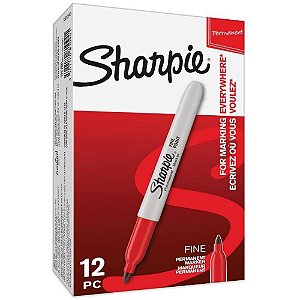 Pincel Marcador Permanente Sharpie Fino Vermelho