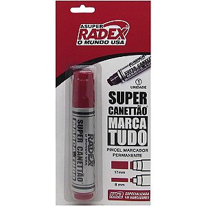 Pincel Marcador Permanente Super Canetao 17MM Vermelho - Radex