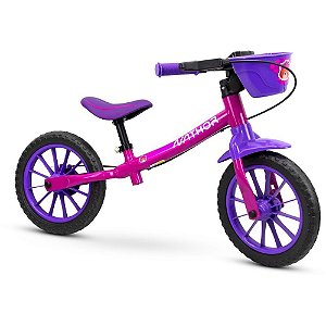 Bicicleta Infantil ARO 12 sem Pedal Balance Bike Rosa - Nathor