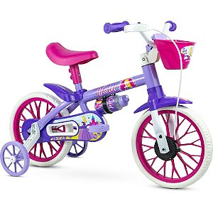 Bicicleta Infantil - Violet ARO 12 com Garrafinha - Rosa e Roxo - Nathor