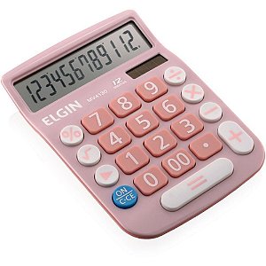 Calculadora de Mesa 12 DIG. Visor LCD SOL/BAT Rosa