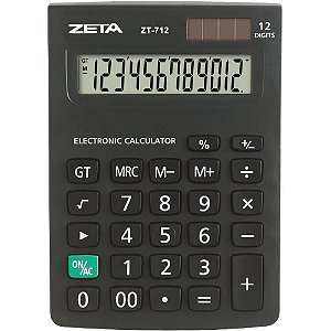Calculadora de Mesa 12 DIG. Zetta ZT712 Preta