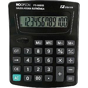 Calculadora de Mesa 12DIGITOS Pilha Preta